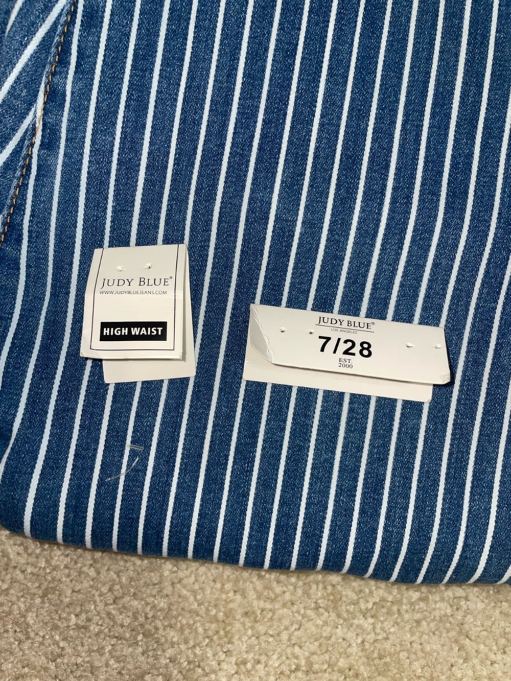 Judy Blue Pin Striped Flared Jeans - Picture 7 of 7